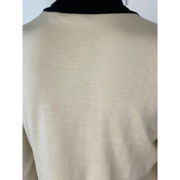 Carlisle Cream Wool Silk Cashmere Blend Black Tie Pullover Sweater Medium - Picture 5 of 6
